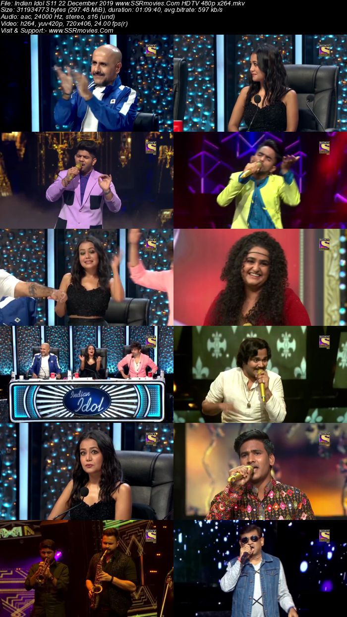 Indian Idol S11 22 December 2018 HDTV 480p x264 300MB Download