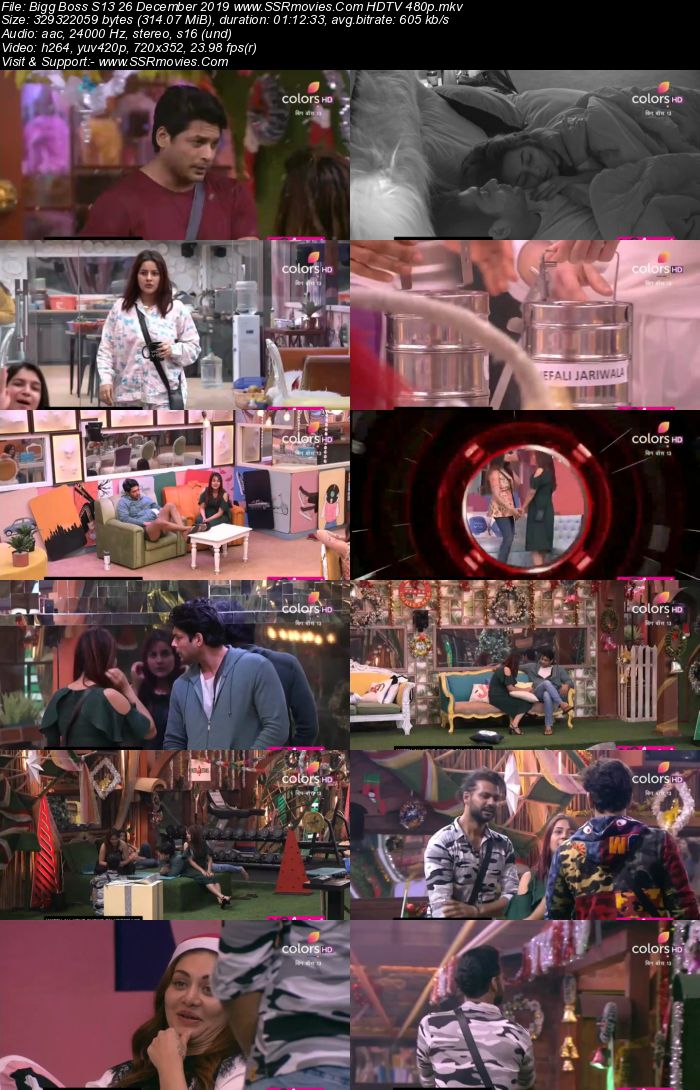 Bigg Boss S13 26 December 2019 HDTV 720p 480p 200MB Download