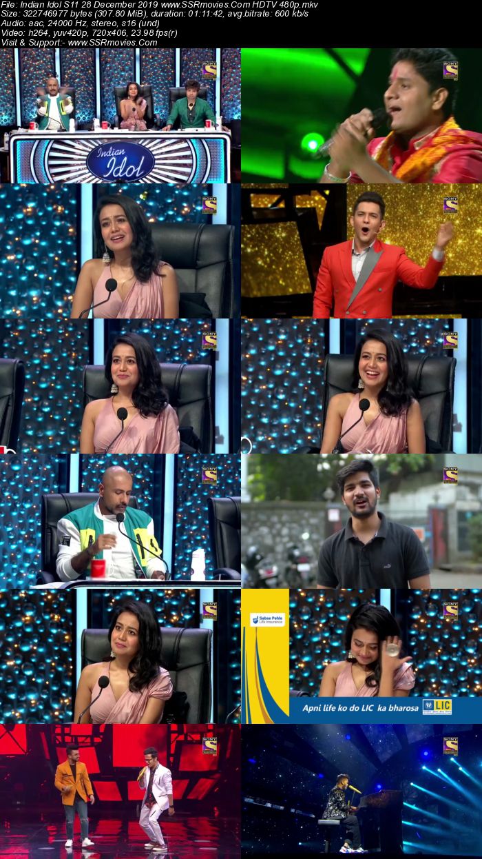 Indian Idol S11 28 December 2018 HDTV 480p x264 300MB Download