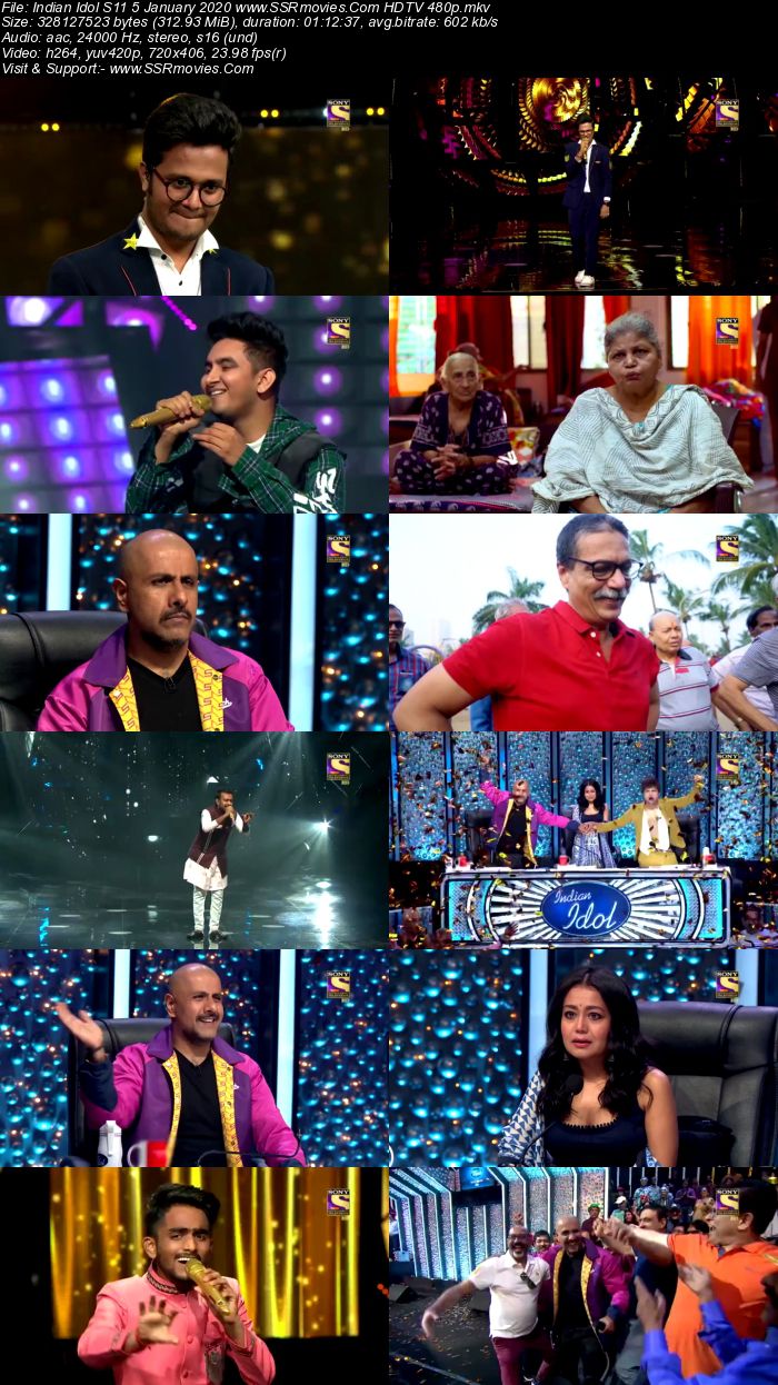 Indian Idol S11 5 January 2020 HDTV 720p 480p x264 300MB Download