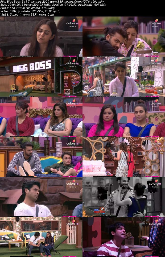 Bigg Boss S13 7 January 2020 HDTV 720p 480p 200MB Download