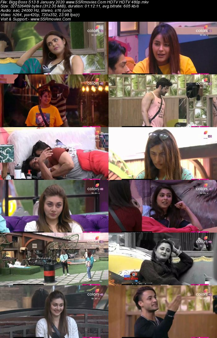 Bigg Boss S13 8 January 2020 HDTV 720p 480p 200MB Download