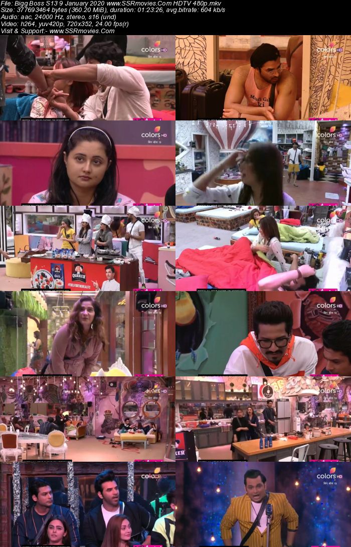 Bigg Boss S13 9 January 2020 HDTV 720p 480p 200MB Download