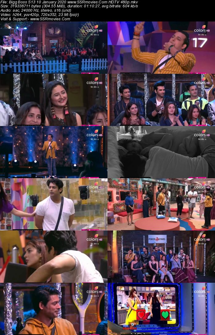 Bigg Boss S13 10 January 2020 HDTV 720p 480p 200MB Download