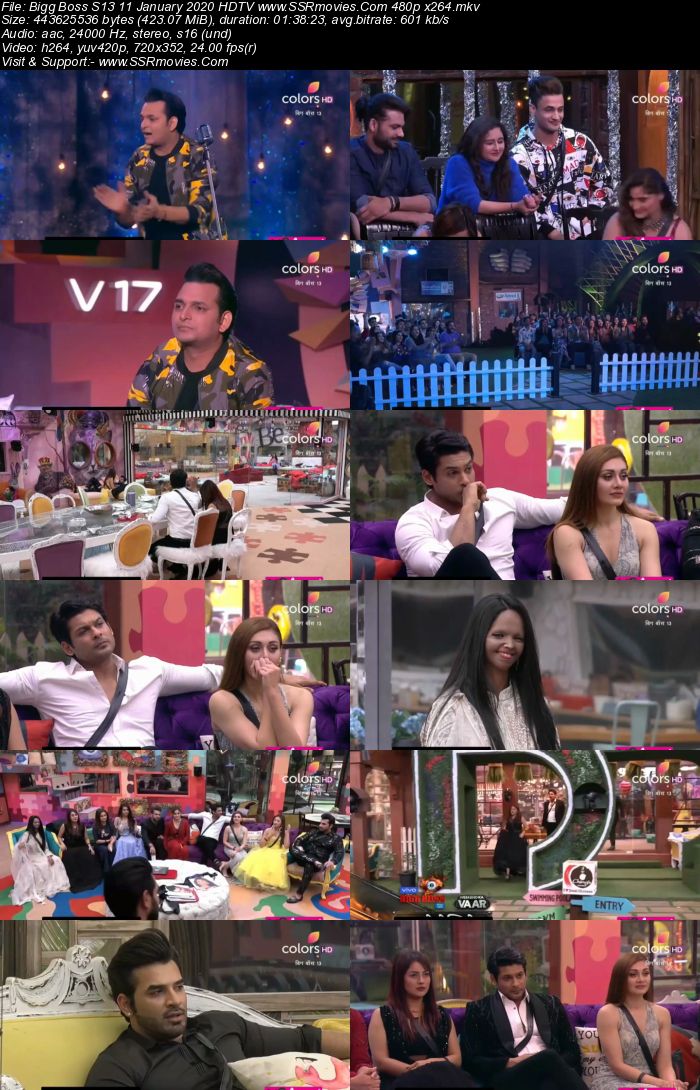 Bigg Boss S13 11 January 2020 HDTV 720p 480p 200MB Download