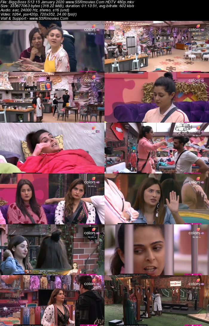 Bigg Boss S13 15 January 2020 HDTV 720p 480p 200MB Download