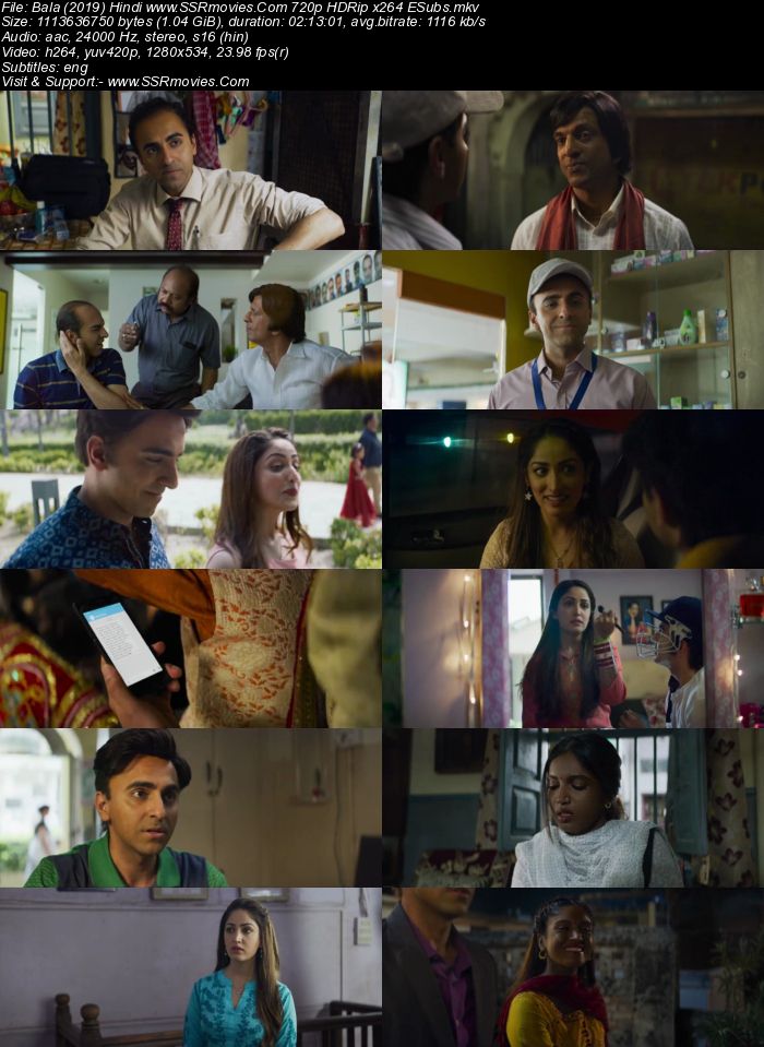 Bala (2019) Hindi 480p HDRip x264 400MB ESubs Full Movie Download