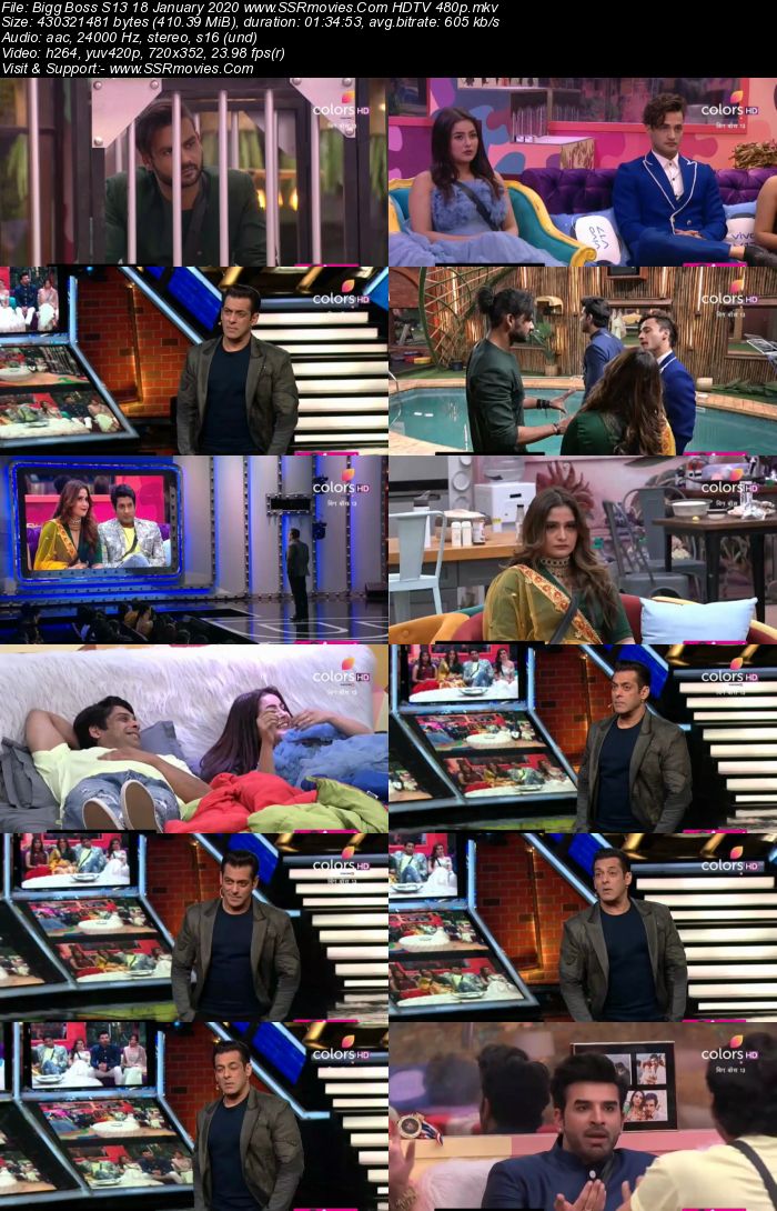 Bigg Boss S13 18 January 2020 HDTV 720p 480p 200MB Download