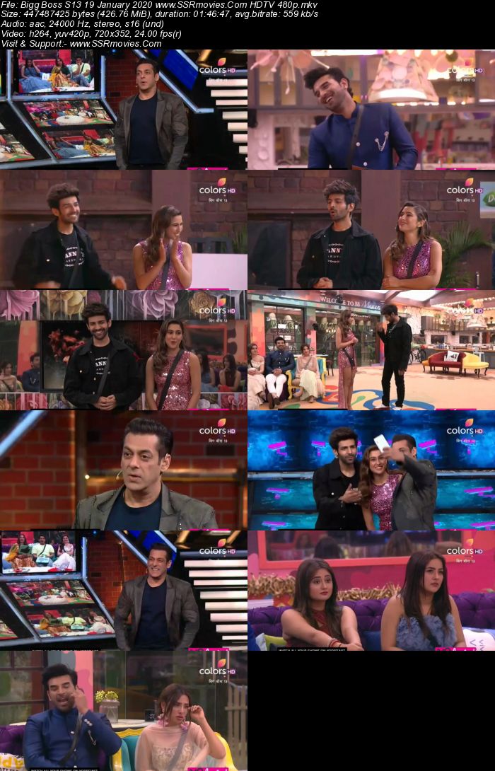 Bigg Boss S13 19 January 2020 HDTV 720p 480p 200MB Download