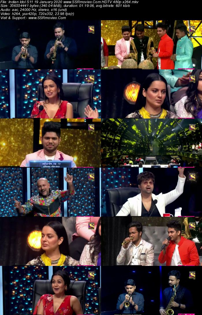 Indian Idol S11 19 January 2020 HDTV 720p 480p x264 300MB Download