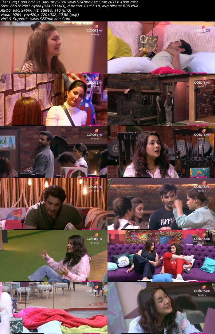 Bigg Boss S13 21 January 2020 HDTV 720p 480p 200MB Download