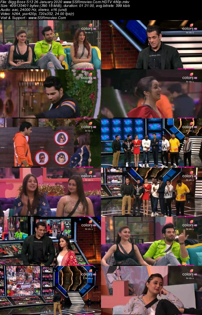 Bigg Boss S13 26 January 2020 HDTV 720p 480p 200MB Download