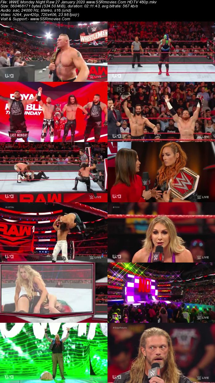 WWE Monday Night Raw 27 January 2020 Full Show Download HDTV WEBRip 480p 720p