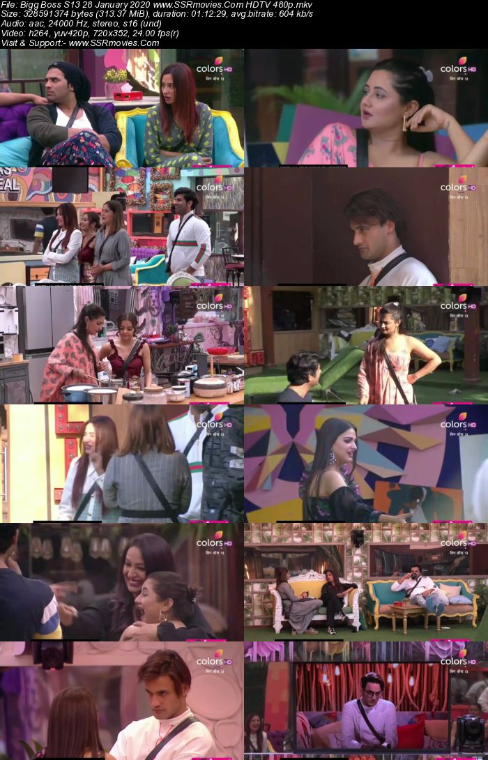 Bigg Boss S13 28 January 2020 HDTV 720p 480p 200MB Download