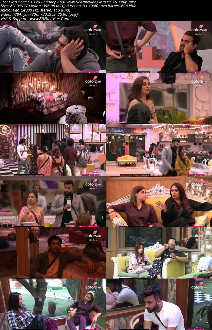 Bigg Boss S13 29 January 2020 HDTV 720p 480p 200MB Download