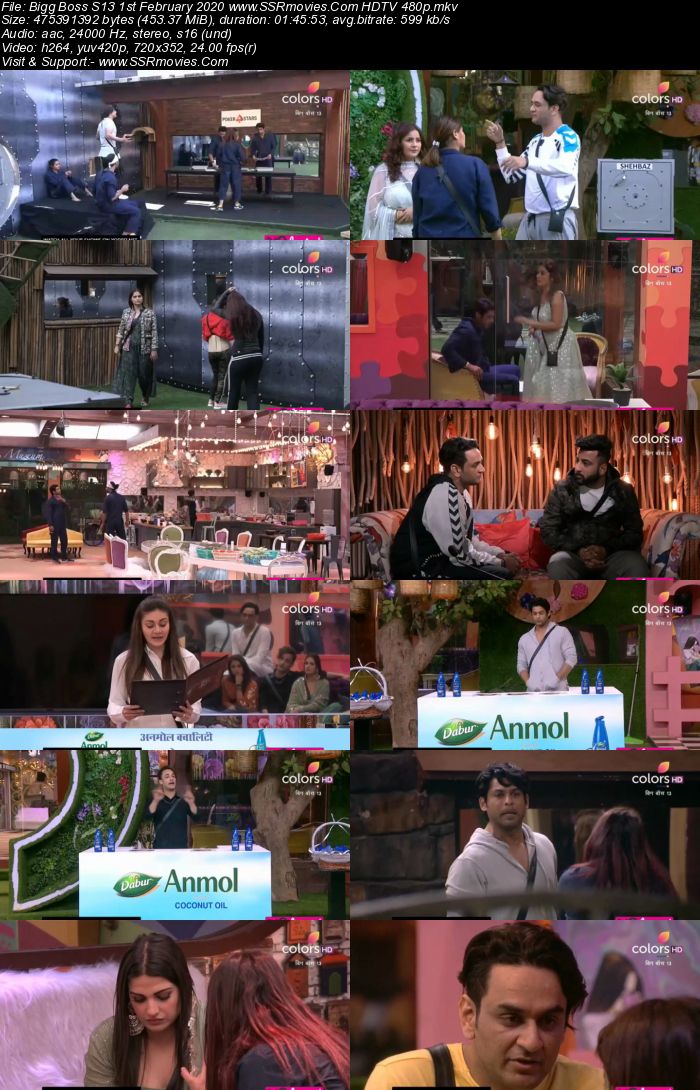 Bigg Boss S13 1st February 2020 HDTV 720p 480p 200MB Download