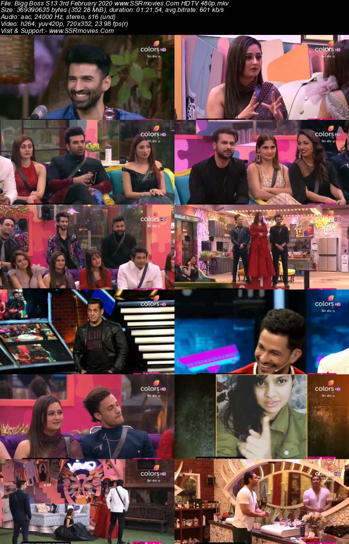 Bigg Boss S13 3rd February 2020 HDTV 720p 480p 200MB Download