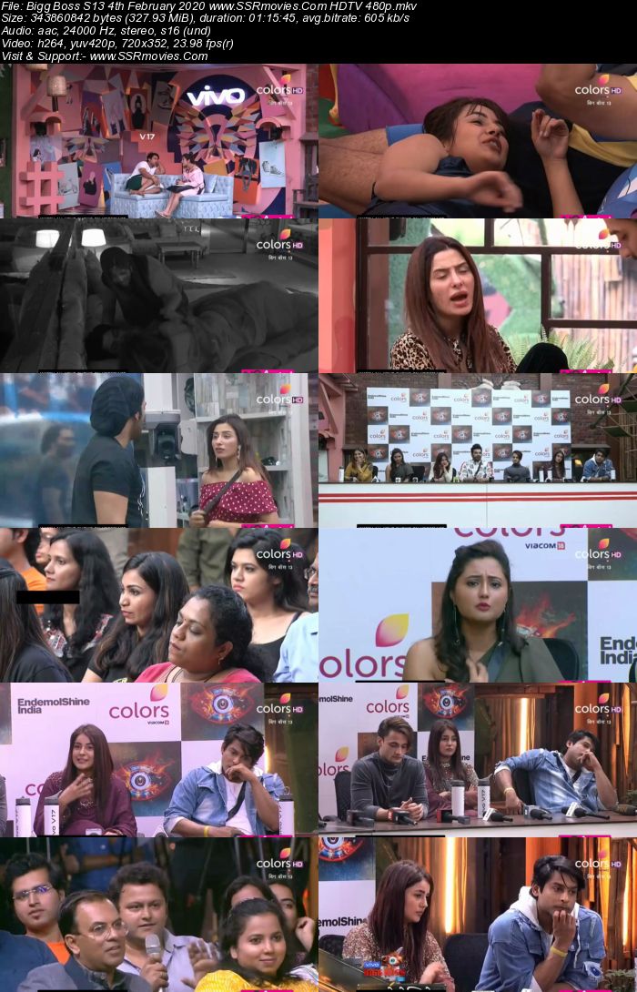 Bigg Boss S13 4th February 2020 HDTV 720p 480p 200MB Download