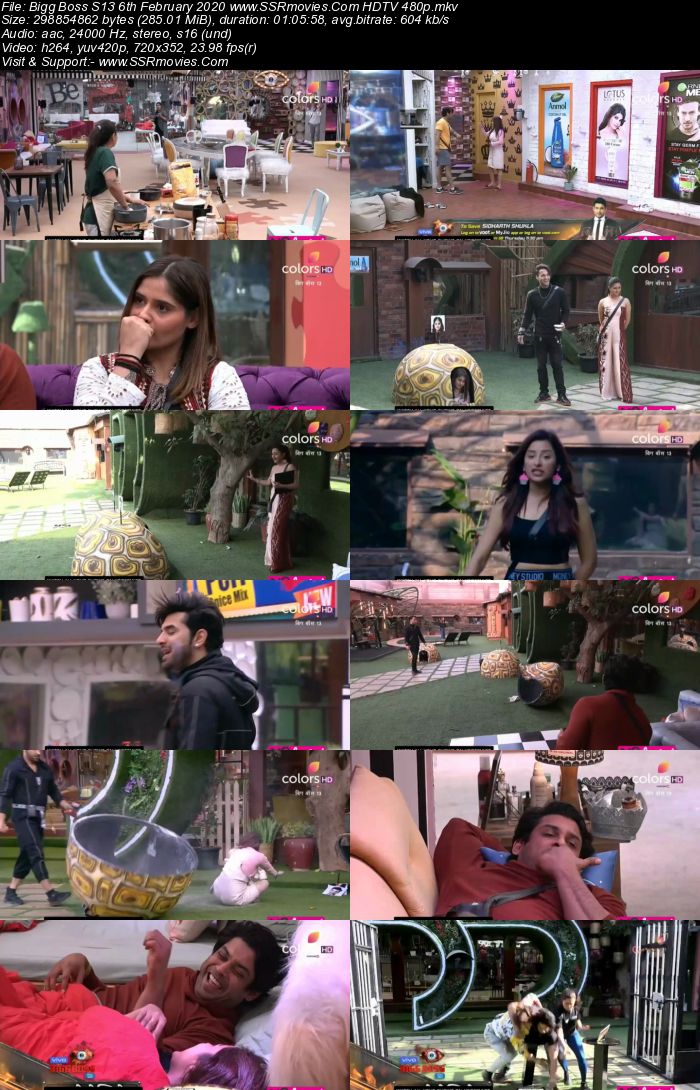 Bigg Boss S13 6th February 2020 HDTV 720p 480p 200MB Download