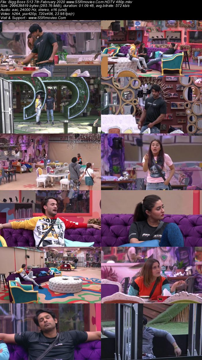 Bigg Boss S13 7th February 2020 HDTV 720p 480p 200MB Download