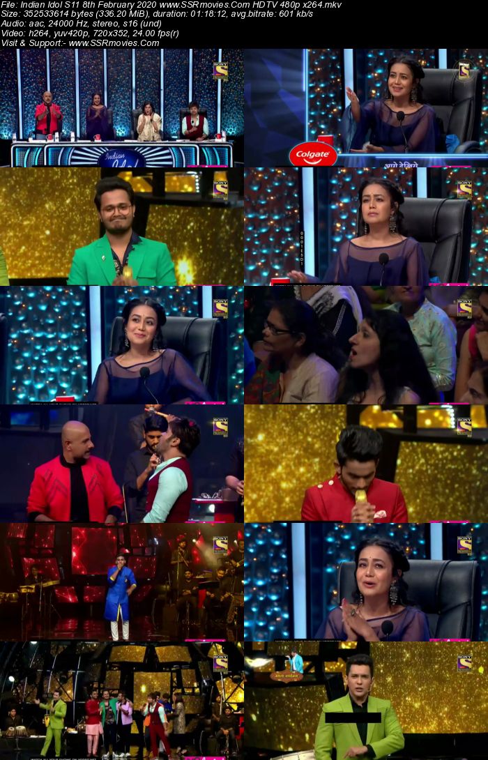 Indian Idol S11 8 February 2020 HDTV 720p 480p x264 300MB Download