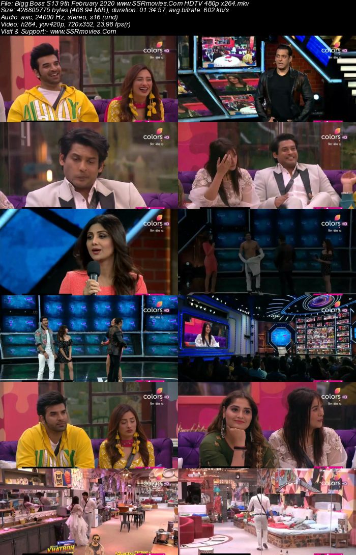 Bigg Boss S13 9th February 2020 HDTV 720p 480p 200MB Download