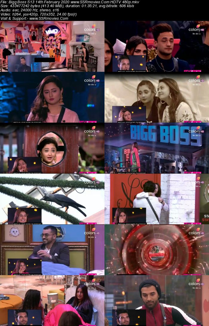 Bigg Boss S13 14th February 2020 HDTV 720p 480p 200MB Download