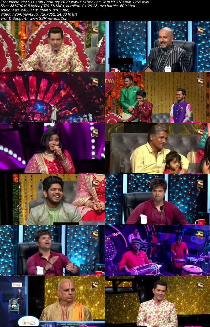 Indian Idol S11 15 February 2020 HDTV 720p 480p x264 300MB Download