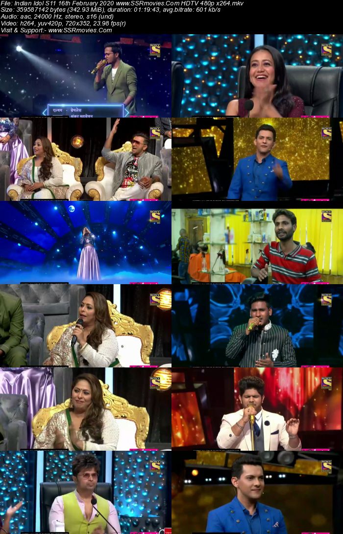 Indian Idol S11 16 February 2020 HDTV 720p 480p x264 300MB Download