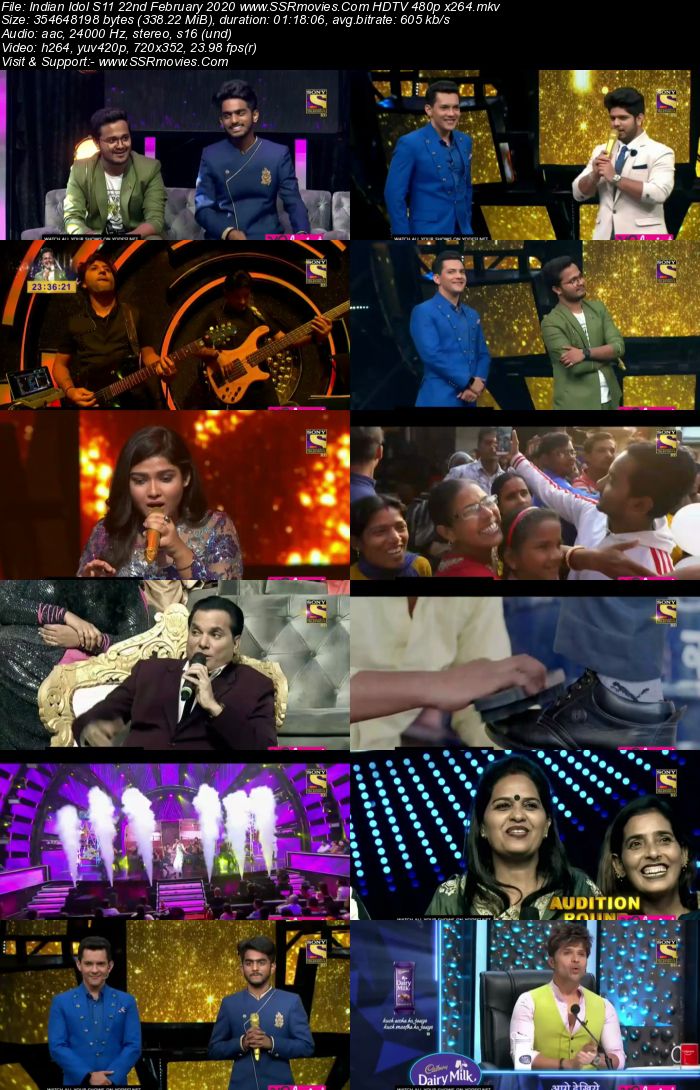 Indian Idol S11 22 February 2020 HDTV 720p 480p x264 300MB Download