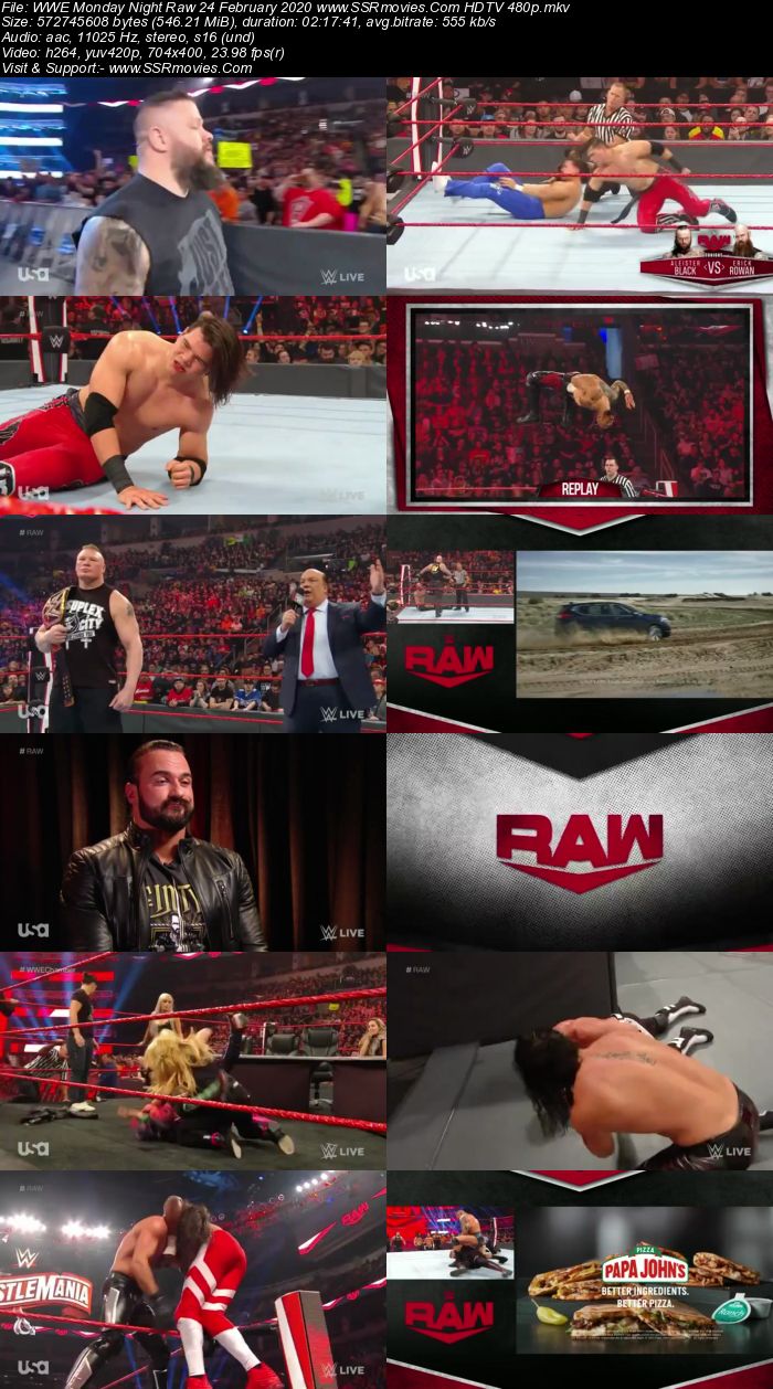 WWE Monday Night Raw 24 February 2020 Full Show Download HDTV WEBRip 480p 720p