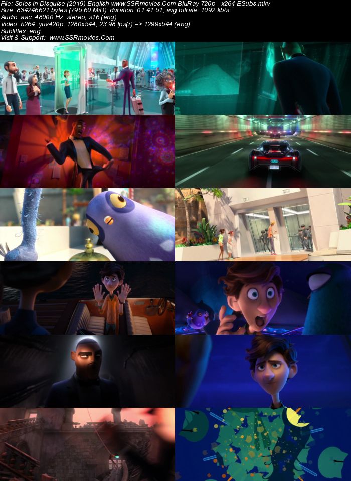 Spies in Disguise (2019) English 720p BluRay x264 800MB ESubs Full Movie Download