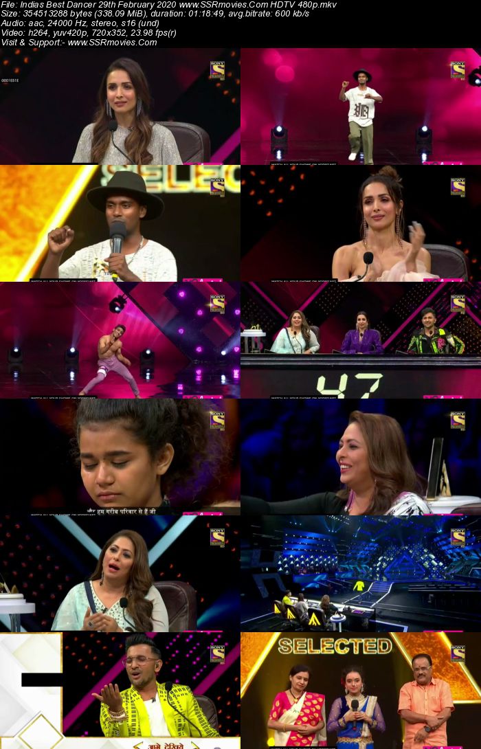 Indias Best Dancer 29th February 2020 HDTV 480p x264 300MB Download