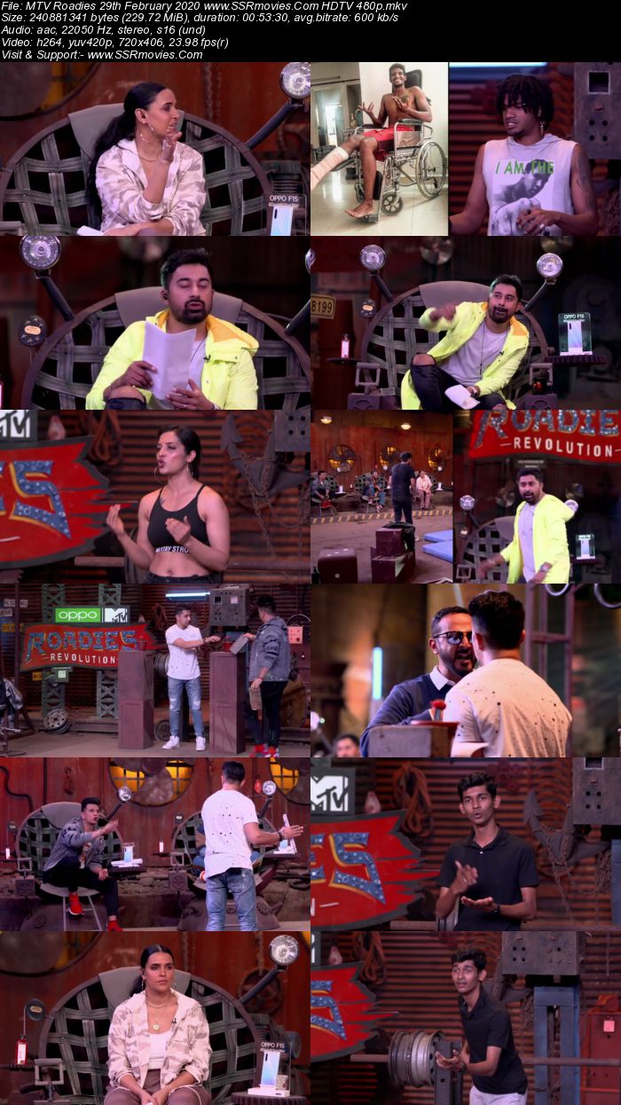 MTV Roadies 29 February 2020 HDTV 480p x264 200MB Download