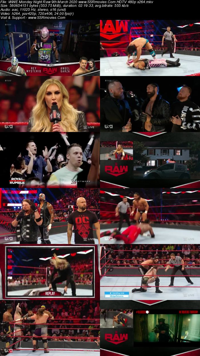 WWE Monday Night Raw 9th March 2020 Full Show Download HDTV WEBRip 480p 720p Download