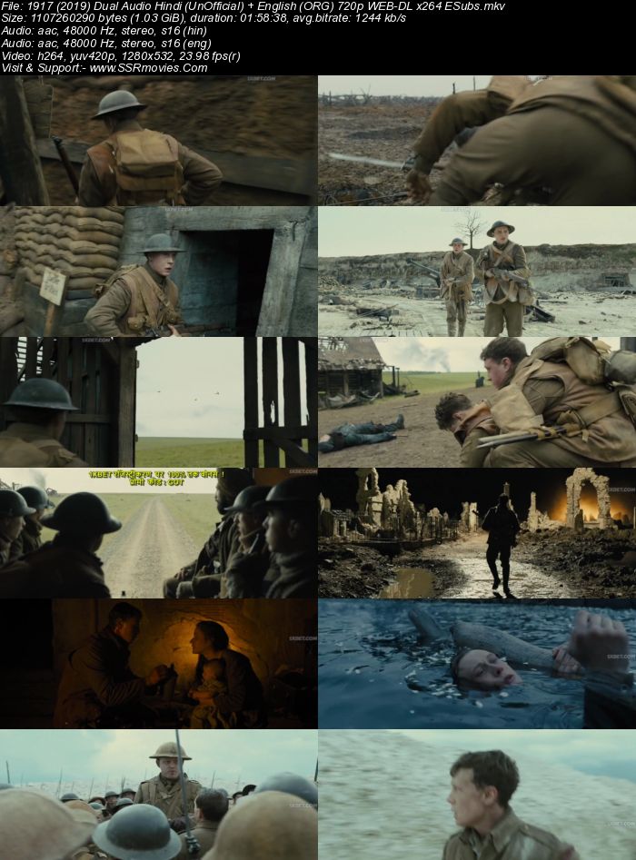 1917 (2019) Dual Audio Hindi 480p WEB-DL x264 400MB ESubs Full Movie Download