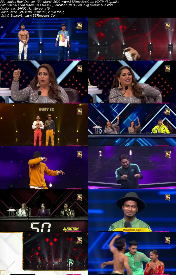 Indias Best Dancer 15th March 2020 HDTV 480p x264 300MB Download