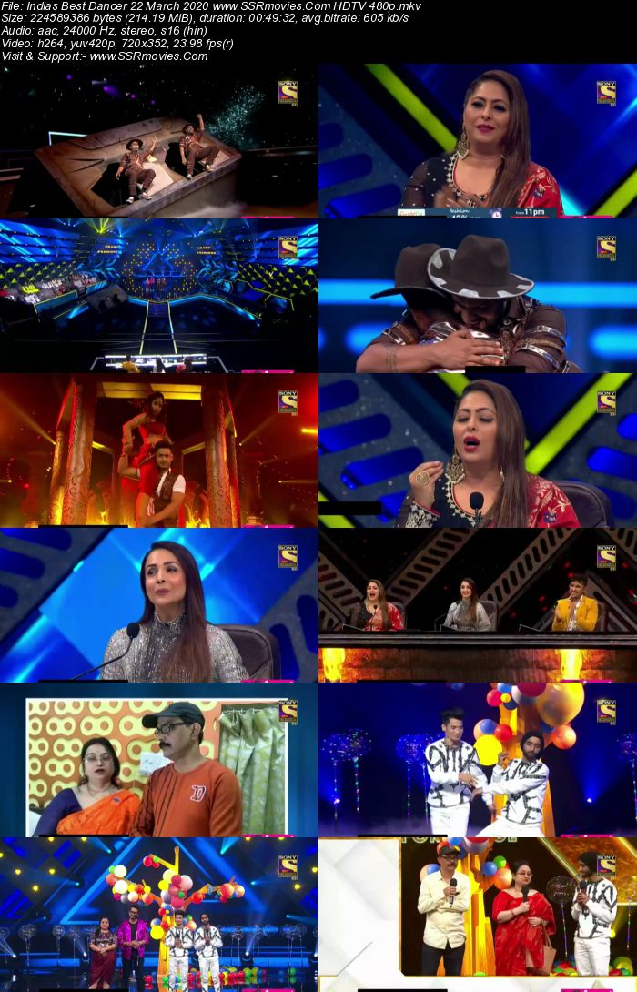 Indias Best Dancer 22 March 2020 HDTV 480p x264 300MB Download