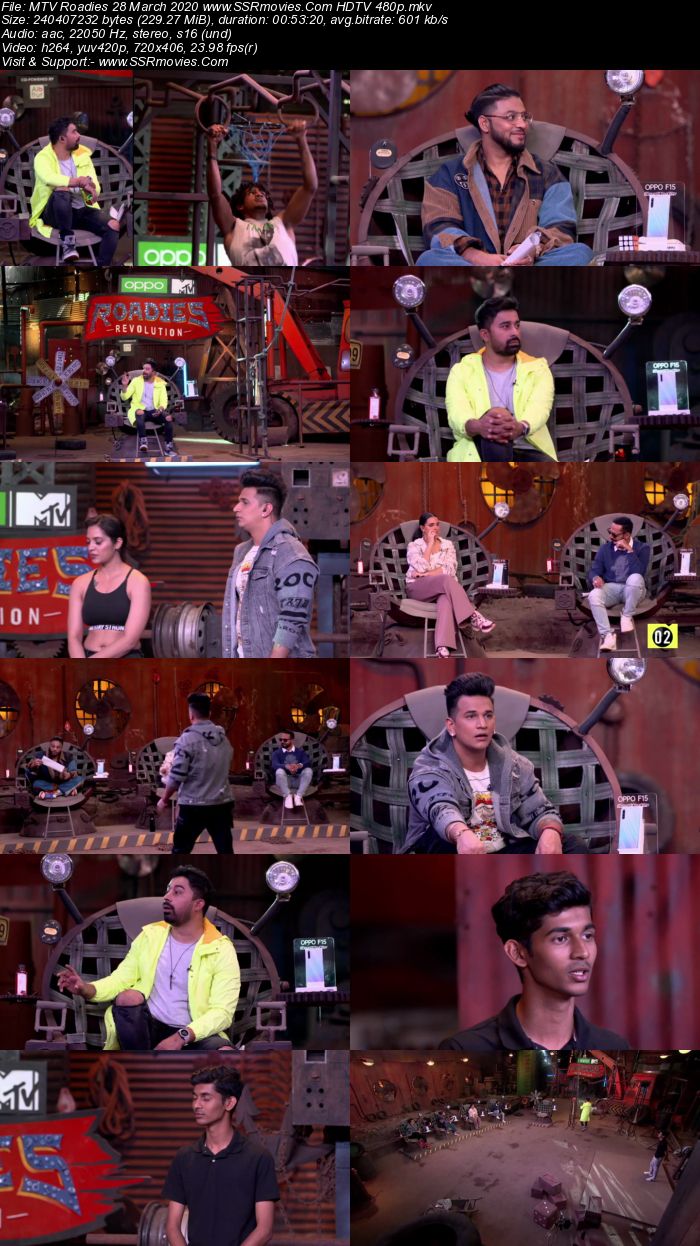 MTV Roadies 28 March 2020 HDTV 480p x264 200MB Download