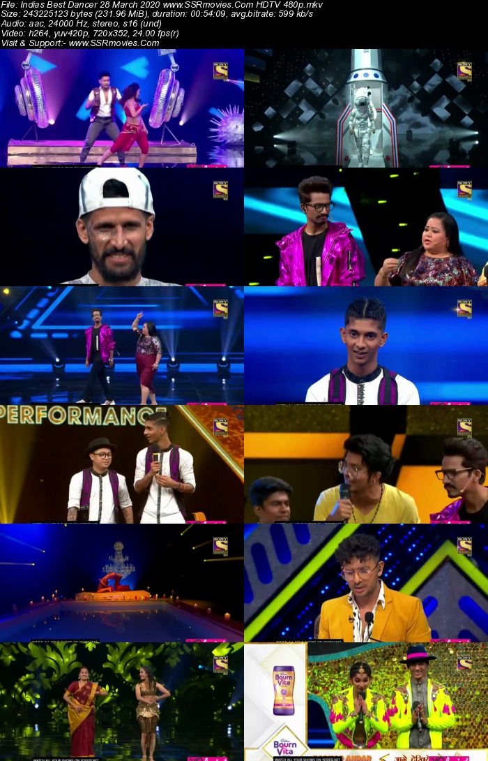 Indias Best Dancer 28 March 2020 HDTV 480p x264 300MB Download