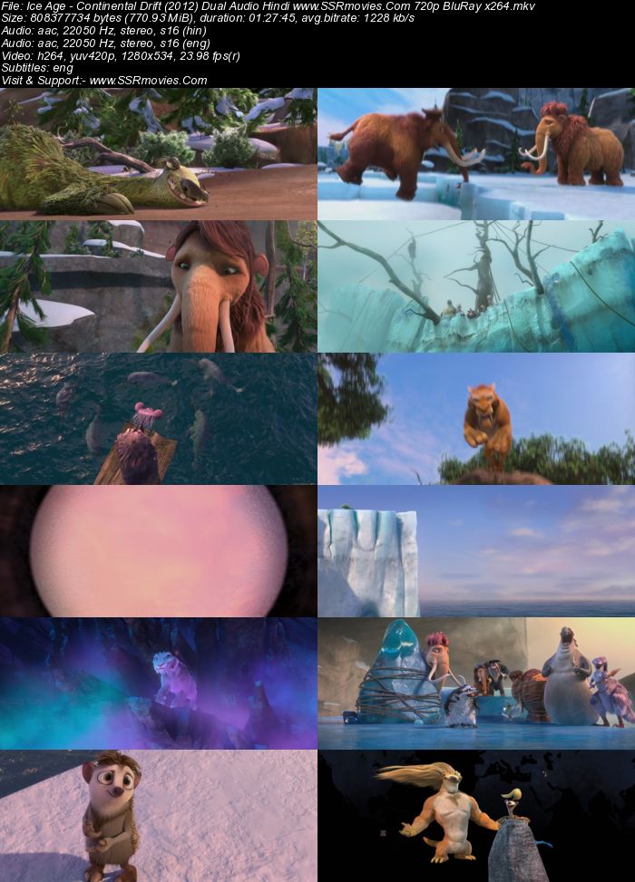 Ice Age: Continental Drift (2012) Dual Audio Hindi 720p BluRay x264 750MB Full Movie Download