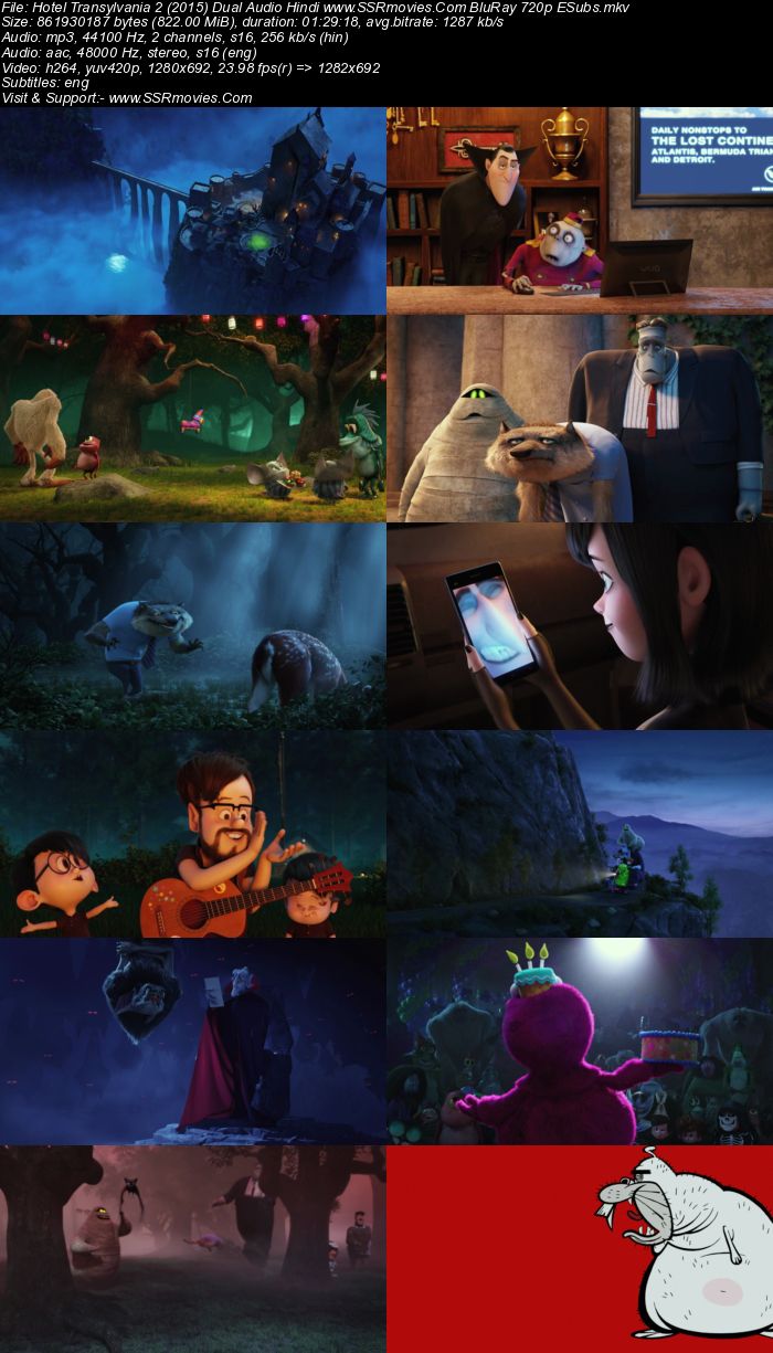 Hotel Transylvania 2 (2015) Dual Audio Hindi 720p BluRay x264 800MB Full Movie Download