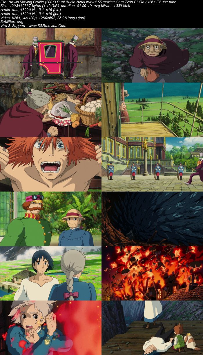 Howl's Moving Castle (2004) Dual Audio Hindi 480p BluRay 400MB ESubs Full Movie Download