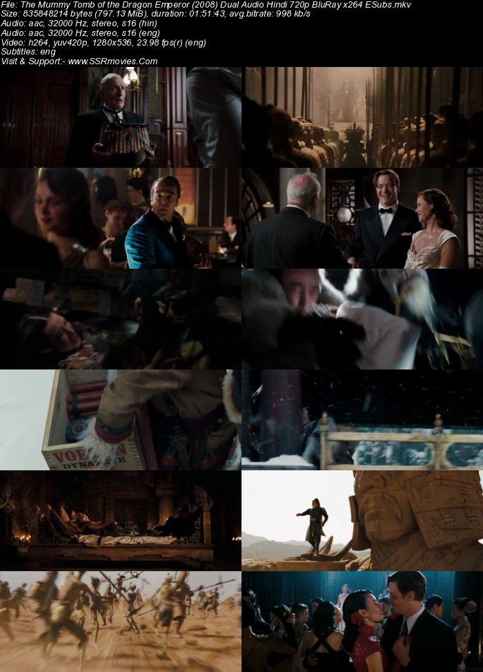 The Mummy: Tomb of the Dragon Emperor (2008) Dual Audio Hindi 720p BluRay x264 800MB Full Movie Download