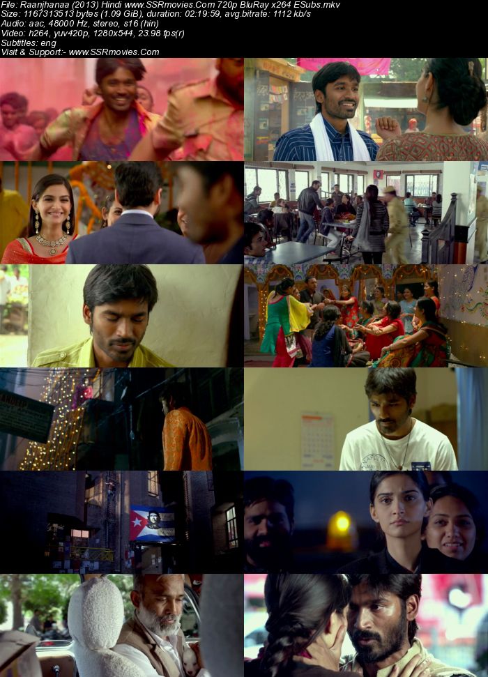 Raanjhanaa (2013) Hindi 480p BluRay x264 400MB ESubs Full Movie Download