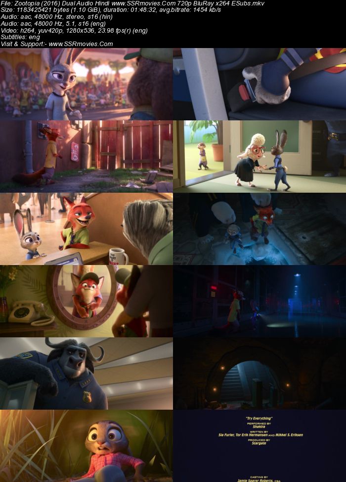 Zootopia (2016) Dual Audio Hindi 720p BluRay x264 1.1GB Full Movie Download