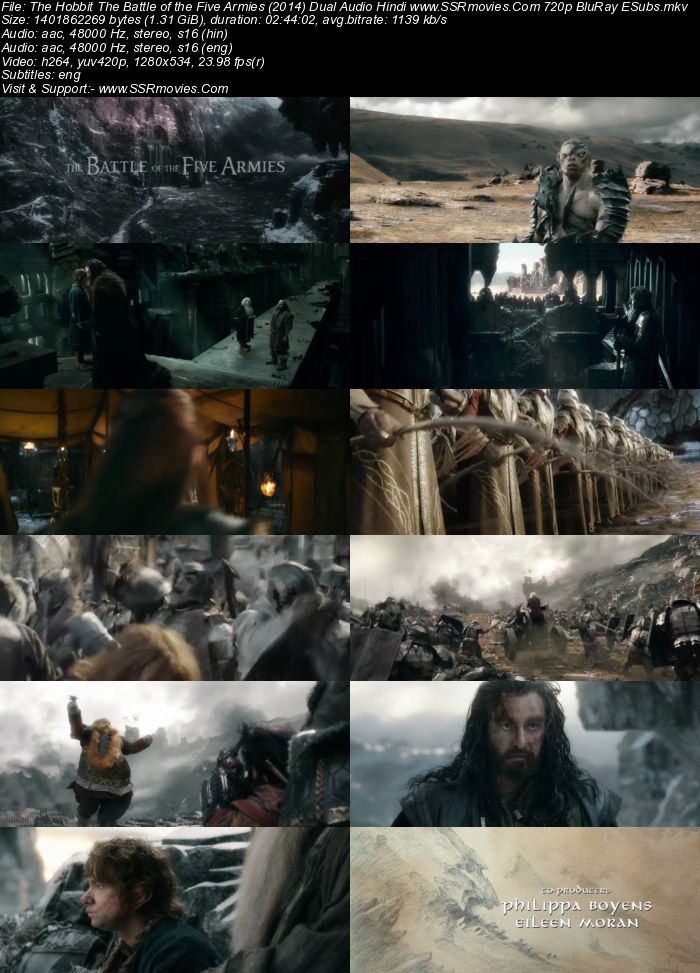 Hobbit The Battle of the Five Armies (2014) Dual Audio Hindi 480p BluRay 500MB Full Movie Download