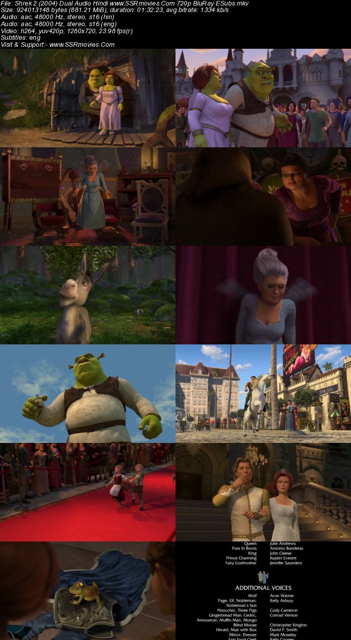 Shrek 2 (2004) Dual Audio Hindi 720p BluRay x264 850MB Full Movie Download