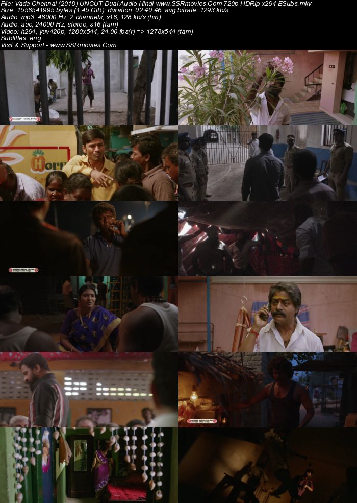 Vada Chennai (2018) UNCUT Dual Audio Hindi 480p HDRip 500MB ESubs Full Movie Download