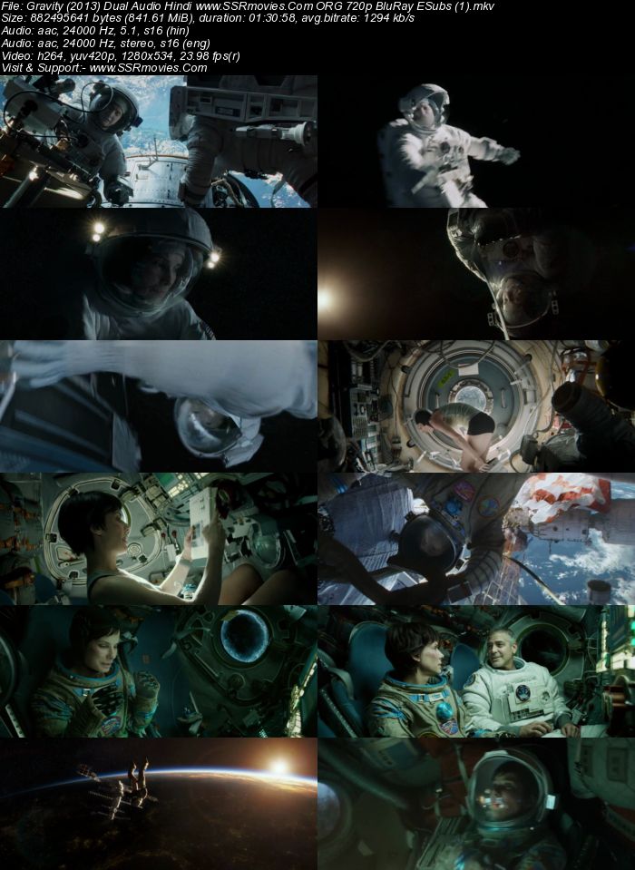 Gravity (2013) Dual Audio Hindi 720p BluRay x264 800MB Full Movie Download